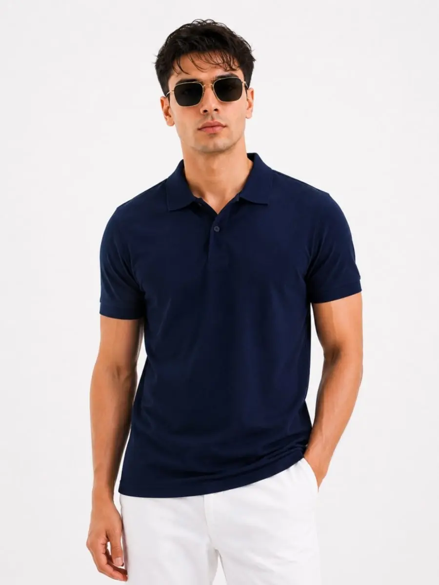 Men’s Premium Polo T-Shirt | Double Pique | Everyday Wear | Heymen’s in Navy Blue